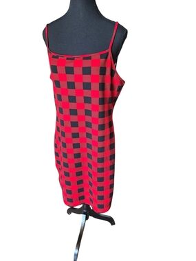 Red and Black Check Slip Dress - Women
